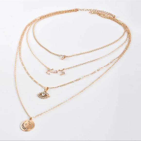 2/$10 NEW! Evil Eye Necklace Boho Hamsa Spiritual Rhinestone Zodiac Moon Sun - Picture 2 of 4